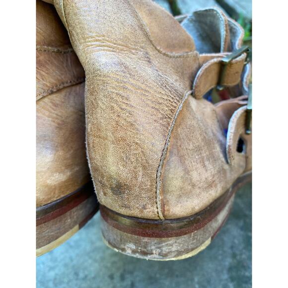 Free People Women's Size 39 US 8.5 US Brown Leather Ankle Straps Booties - Picture 6 of 13